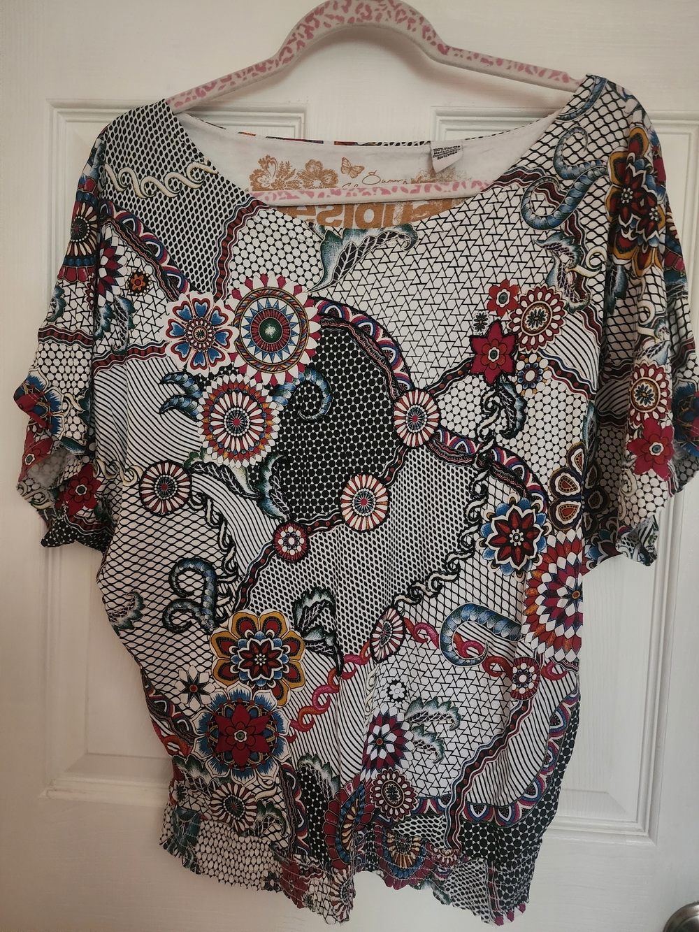 Desigual Multicolor Floral & Geometric Short Sleeve Top